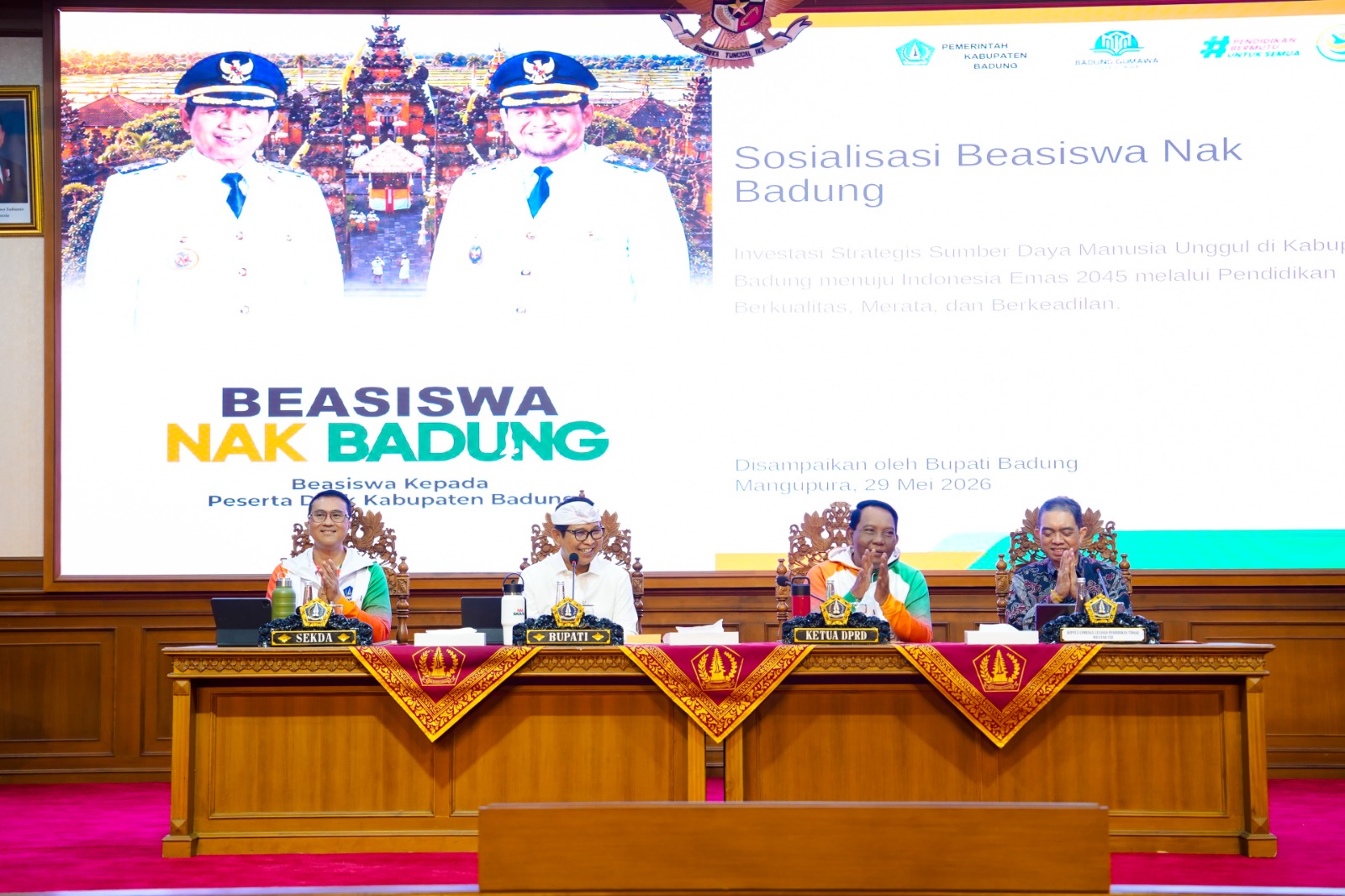 Bupati Adi Arnawa Pimpin Sosialisasi Program Beasiswa ‘Nak Badung’ Tahun 2026
